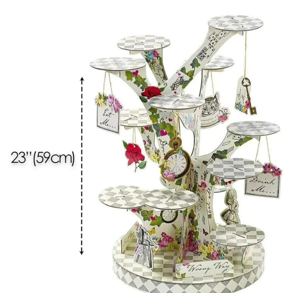 Alice in Wonderland Themed Dessert Stand - White Floral